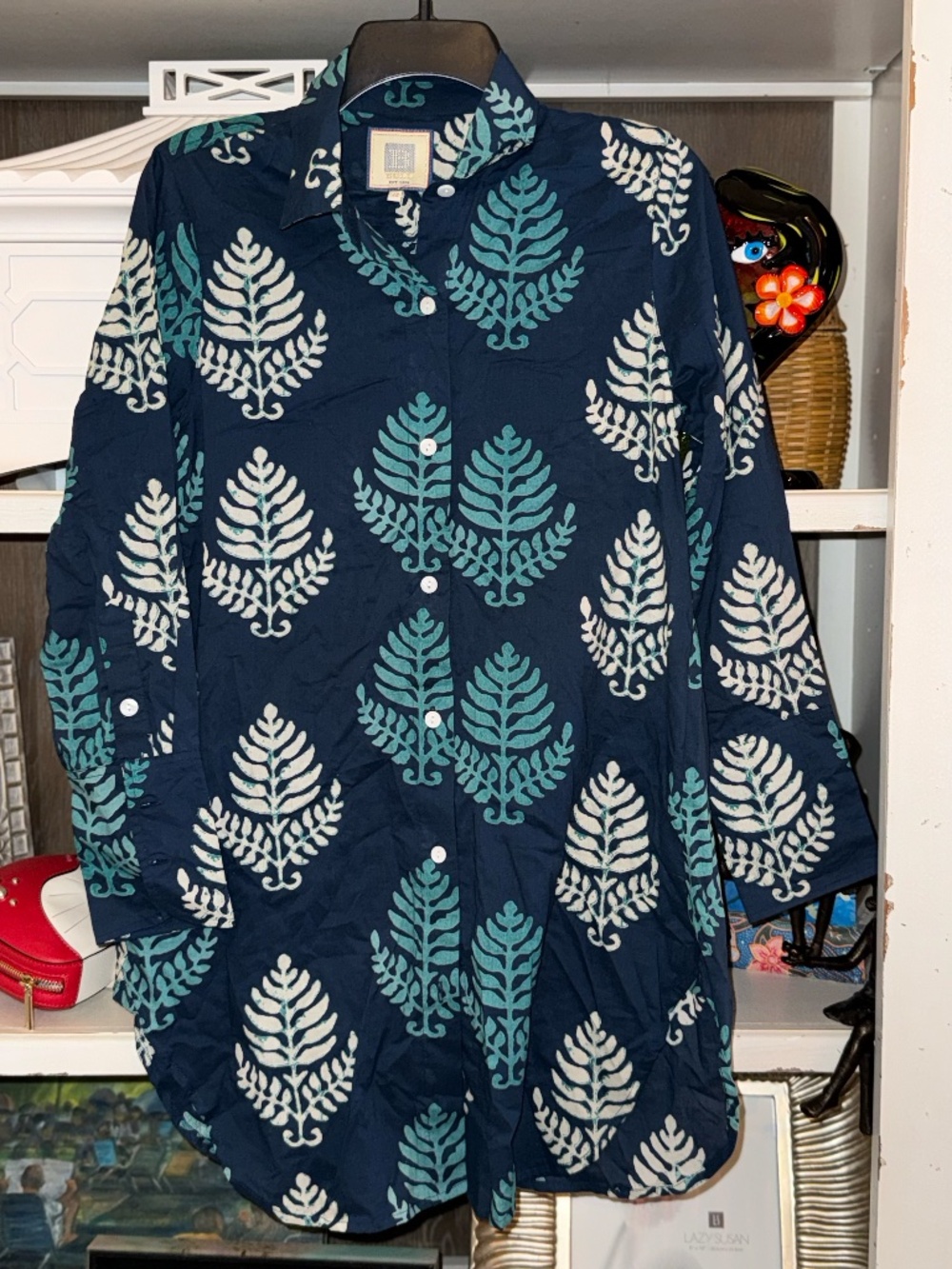 BELL Alicia bell XS blue pattern shirtdress cover up long blouse - Picture 2 of 4